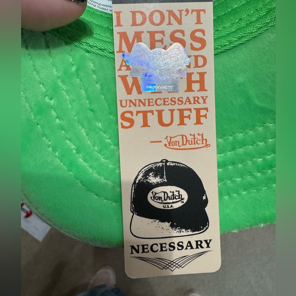 Von Dutch Neon Green velvet trucker Hat - Picture 5 of 7